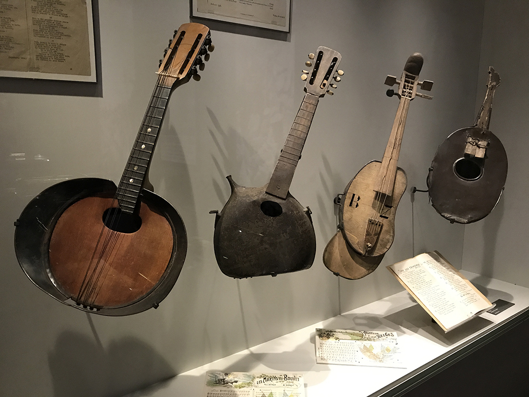 Musical instruments made from war materials - In the  Museé de la Grande Guerre de Meaux 